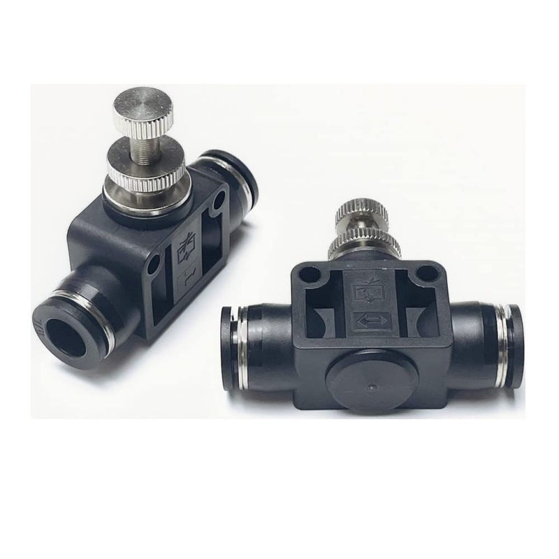 VETLEY Pneumatic SCF Series 3/8 Inch Tube OD Air Flow Control Valve,Union Pneumatic Speed Control Flow Controller SCF-3/8(Pack of 2) Black - Image 2